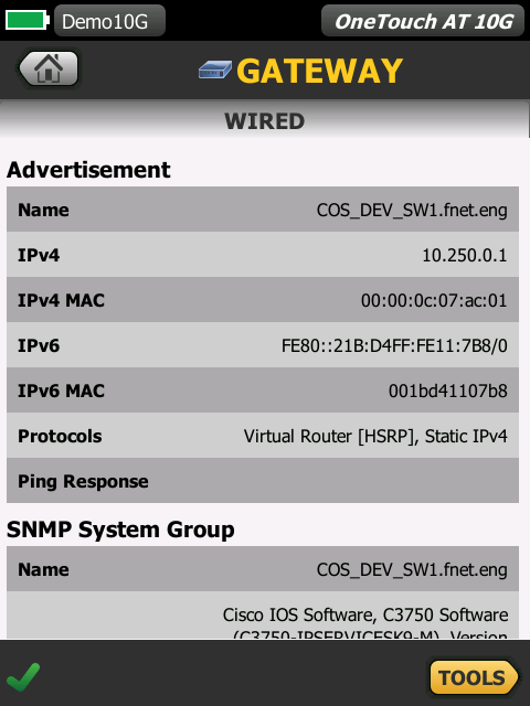 福祿克1T10G-1000 Onetouch AT 網關分析 福祿克1T10G-1000 Onetouch AT 網關分析